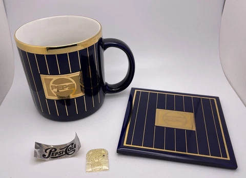 Vintage LA Lakers 1984-85 NBA World Champions Purple Gold Pepsi Mug Coaster Set Cover