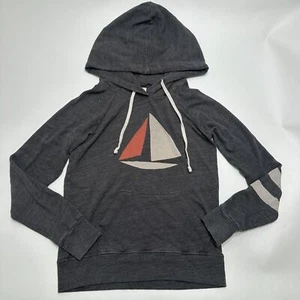 Sundry Womens Size 2 (M, 8-10) Pullover Hoodie Gray Sailboat Stripes Sweatshirt - Picture 1 of 11