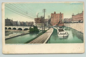 Postcard, Rochester New York~Canal boats on Aqueduct, Erie / Genesee - Picture 1 of 2