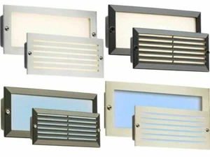 Luz de pared de ladrillo LED Knightsbridge exterior B/Acero-Negro Fascia IP54 - Imagen 1 de 10