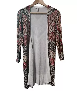 Cárdigan para mujer Chico's, talla 3/4, marrón estampado Ikat, talla L, manga larga - Imagen 1 de 7