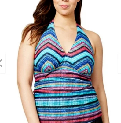 NUEVO GOTTEX PROFILE 22W traje de baño COZUMEL halter tankini top de baño pastel acanalado Foto 1 de 4