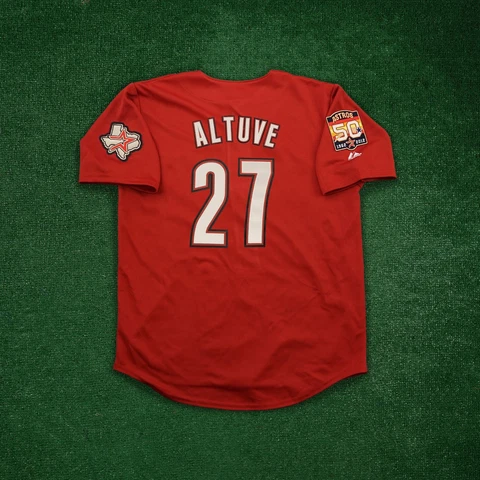 Jose Altuve 2012 Houston Astros 50th Anniv. Men's Alternate Brick Red Jersey Cover