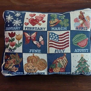 Vintage Style Tapestry Pillow 10x14 Months Seasons Holiday Home Decor Clean - Picture 1 of 7