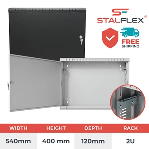 STALFLEX - 19" 2U 3U 120/180mm Slimline Vertical Rack Mount Network Cabinet - Picture 1 of 26
