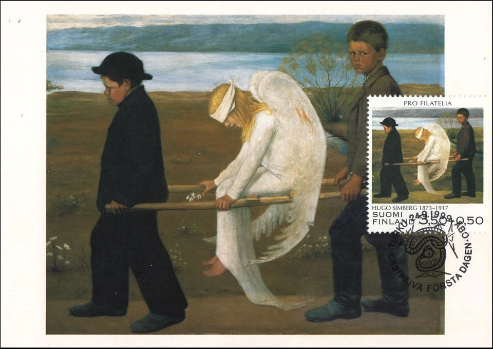 Maxi tarjeta Wounded Angel Hugo Simberg Finland Pro Filatelia como nueva FDC 1999 Foto 1 de 1