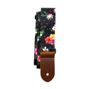 Perri's Floral Hibiscus Polyester Ukulele Strap Black 1.5 in. - Picture 1 of 1