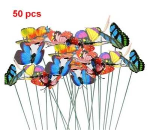 50Pcs Butterfly Stakes Outdoor Yard Planter Flower Pot Bed Garden Decor Yard - Picture 1 of 12