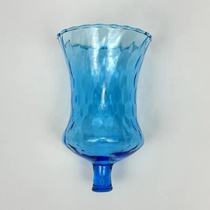 Vintage Homco Home Interior Blue Honeycomb Diamond Pattern Glass Votive Cup 5" - Picture 1 of 9