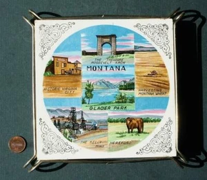 Montana Theodore Roosevelt Arch Kelly Mine Glacier Park Tile Trivet Vintage +++ - Picture 1 of 1