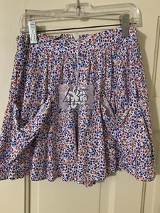 Matilda Jane 435 white blue red floral skort shorts skirt pull on girls 12 NWT - Picture 1 of 10