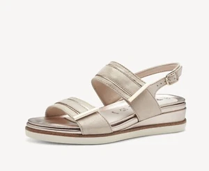 Sandali a strappo Tamaris 28217-42 nabuk champagne zeppa 5 cm SCONTO DA LISTINO - Imagen 1 de 6
