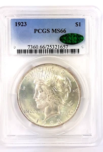 1923 Peace Silver Dollar ~ MS66 ~ PCGS & CAC - Picture 1 of 3