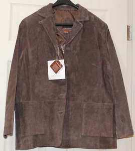 Chaqueta de cuero de gamuza marrón genuino Stan Herman talla grande - nueva con etiquetas - Imagen 1 de 4