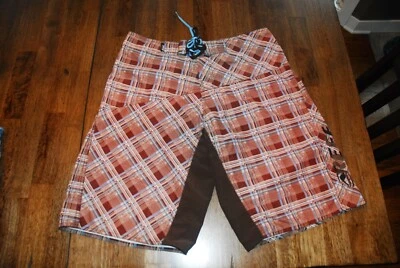 REEF Surf Swim Surfing Shorts Board Trunks Men’s Size 34 Swimming Brown Plaid - Image 1 of 4