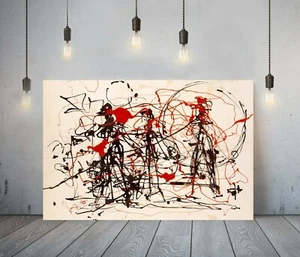 JACKSON POLLOCK 24- FRAMED CANVAS ARTIST WALL ART PAPER PICTURE PRINT- BLACK RED - Picture 1 of 15