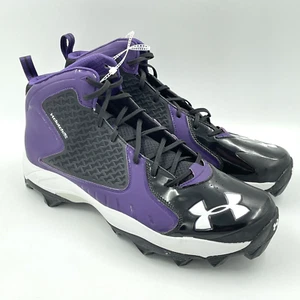New Under Armour Clutch fit Purple White Football Cleats 1270815 010 Size 18 - Picture 1 of 10
