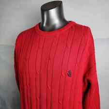Nautica Cable Knit Crew Neck Red Pullover Sweater | Men's Medium