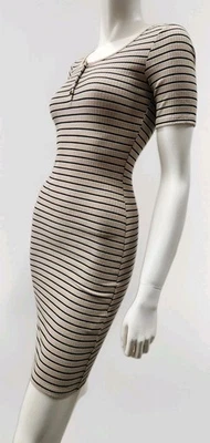 H&M DIVIDED sz XXS 4 6 STRETCH Bodycon DRESS Pencil Slimming Button Bust #C4 - image 1 of 4