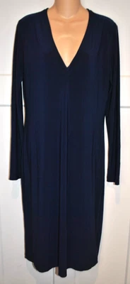 Vestido midi NORMA KAMALI azul marino cuello en V manga larga talla grande clásico jersey Foto 1 de 4