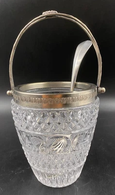 Porta ghiaccio cesto cestello vaso argentato cristallo molato - Immagine 1 di 4