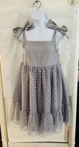 Maison Me Girls Layered Lace Dress In Gray Size 8 Y . Perfect Condition - Picture 1 of 6