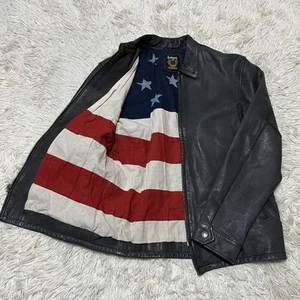 Schott Leather Jacket Rider's Jacket Goat Leather Stars and Stripes Size L - Picture 1 of 24