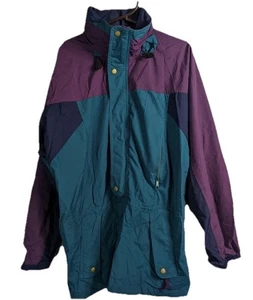 Lands End color block jacket womens Medium Pullover Hooded hidden full zip vtg - Picture 1 of 9
