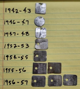 Wisconsin Trap Tags 1942 To 1957 Trapping Fur Pelts - Picture 1 of 4