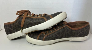 Michael Kors Womens Boerum MK Monogram Signature Brown Sneakers Size 8.5M - Picture 1 of 12