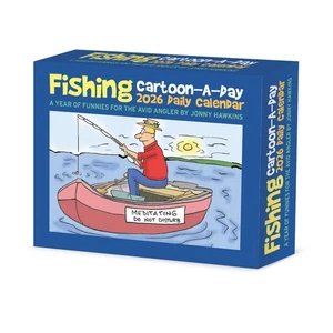 Fishing Cartoon-A-Day by Jonny Hawkins 2026 5.4" x 6.2" Box Calendar - Picture 1 of 6