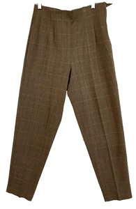 DRESS BARN - BROWN, RUST & BEIGE PLAID SIDE ZIPPER WITH ELASTIC PANTS-SIZE 12 - Picture 1 of 4