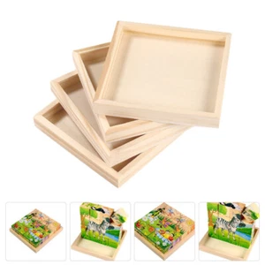 4 Pcs Puzzle Tray Display Decor Organizer Wooden Nested Serving Trays Child - Picture 1 of 12