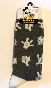 Disney Mickey Mouse Socks 90 Years Vintage Retro Gray One Size New - Picture 1 of 1