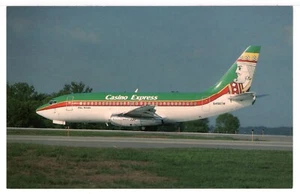 Casino Express - Airplane - Boeing B-737-2H4, Minneapolis - Postcard, New 1990's - Bild 1 von 2