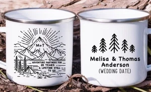 20th Year Wedding Anniversary Camper Mug Mountain Hiking Adventure Couple Gift - Picture 1 of 7