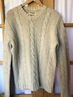 Genuine Abercrombie Men’s Pullover Sweater Sz L Beige Wool Cable Knit Crew Neck