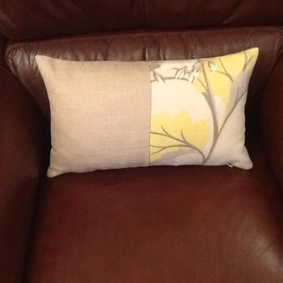 Laura Ashley Millwood Camomile and Bacall Natural  Bolster Cover  Linen Blend.  - Image 1 of 4