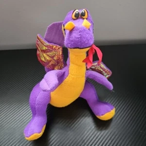 Vintage Acme Dragon Plush 8" Purple 90s Stuffed Animal Doll w/ Iridescent Wings - Picture 1 of 9