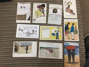COLLECTION OF 10 EARLY/VINTAGE ETHNIC HUMOUR POSTCARDS (G) - Picture 1 of 1