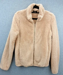 Caroline Morgan Size 8 Beige Zip Front Warm Easy Care Teddy Fleece Jacket - Picture 1 of 8