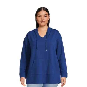 Terra & Sky Women's Plus Size Pull Over Hoodie, Blue, New 0X (14W) - Picture 1 of 5