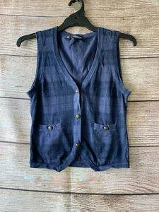 Billabong Sweater Vest ~ Size 10 Women's ~ Vintage style Check Knit - Picture 1 of 9