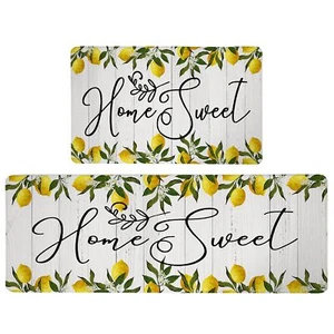 Lemon Kitchen Rugs Anti Fatigue Kitchen Mats for Floor Yellow Non Skid Washab... - Picture 1 of 7