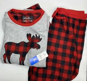 Men's Size Large Eddie Bauer Pajamas Holiday Christmas Family Sleep Set Moose