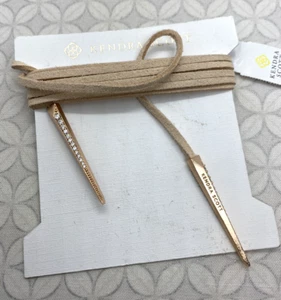 Kendra Scott Pierce Choker Lariat Necklace In Tan suede rose gold tone - Picture 1 of 7