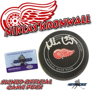 NIKLAS KRONWALL Signed DETROIT RED WINGS OFFICIAL GAME Puck - w/COA #2 - Picture 1 of 1