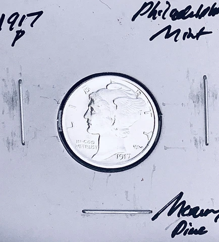 1917-P Philadelphia Mint Mercury Dime, KEY Date! RARE This Nice! Cover