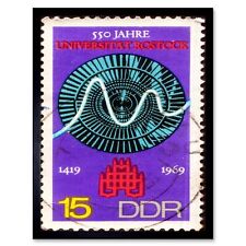 Vintage Postage Stamp Deutsche German Rostock University 12X16 Inch Framed Print