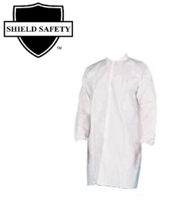 50 Pieces Microporous 50G Lab Coats, White, Elastic Wrists, No Pocket Medium - Picture 1 of 1